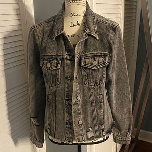 Vintage Washed Black and Gray Denim Jacket